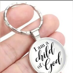 Inspirational silver keychain with words I Am A Child of God